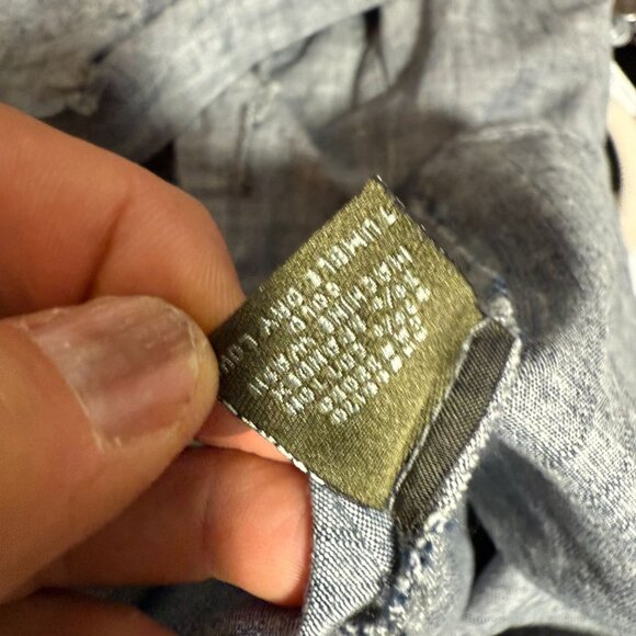 Anthropologie Fei Chambray Ruffle Belted Mini Dress Womens Size XL Modern - Picture 9 of 9